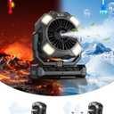 BLBS Camping Misting Fan, 24000mAh Rechargeable Battery Powered, 80H Runtime, 300ml Water Tank, LED Light & Hook, Portable Outdoor Fan for Camping Travel, Black, Medium