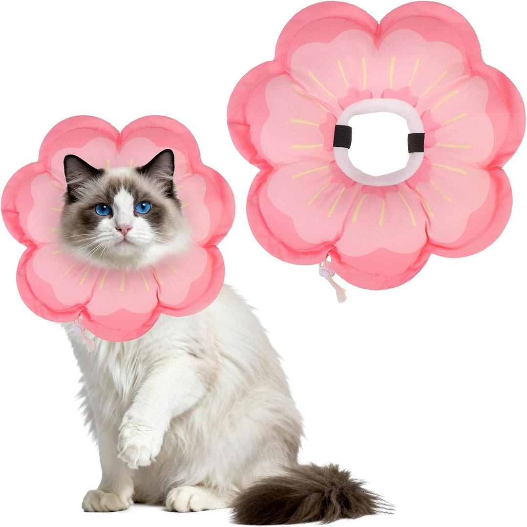 EXPAWLORER Cat Cone Collar Soft, Cat E Collar Recovery After Surgery to Stop Licking, Adjustable Waterproof Cute Neck Elizabethan Pet Kitten Puppy Donut Pillow for Cats Puppy Wound Healing, Pinks, Size: Small