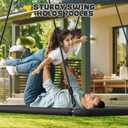 Trekassy 60" Large Rectangle Platform Tree Swing for Kids Adults, 700lb Capacity Outdoor Flying Swing, 900D Oxford Waterproof Giant Swings with 2 Hanging Straps for Backyard- Black (Patented)