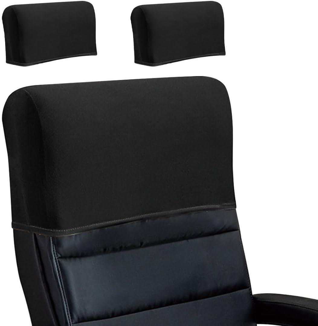 Stretch Office Chair Headrest Cover, Milk Silk Headrest Protector for Office Chairs, Head Rest Covers for High Back Computer Chairs, Furniture, Recliner Chair, 2 Pack, Black