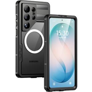 Lanhiem Magnetic for Samsung Galaxy S26 Ultra Case, IP68 Waterproof Dustproof Case, [Compatible with Magsafe] [Built-in Lens & Screen Protector] Full Body Shockproof Rugged Phone Case 6.9", Black