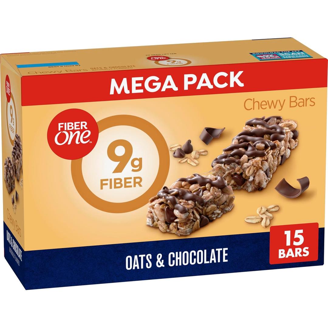 Fiber One Chewy Bar, Oats and Chocolate, 15 Fiber Bars Mega Pack, 5.2 oz (EXP 08/12/26)