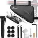 WOTOW Bike Tire Repair Tool Kit, Waterproof Frame Storage Bag & Mini Bike Pump & 16 in 1 Multitool & Bicycle Tyre Lever Patch Portable Repair Tool Accessories Set for Road Mountain BMX Cycling