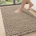 DEXI Bathroom Rugs 24x36, Non Slip Washable Bath Mat, Luxury Chenille Super Absorbent Ultra Thick Bathmats for Shower Floor, Plush Fluffy Shaggy Carpet for Tub, Beige