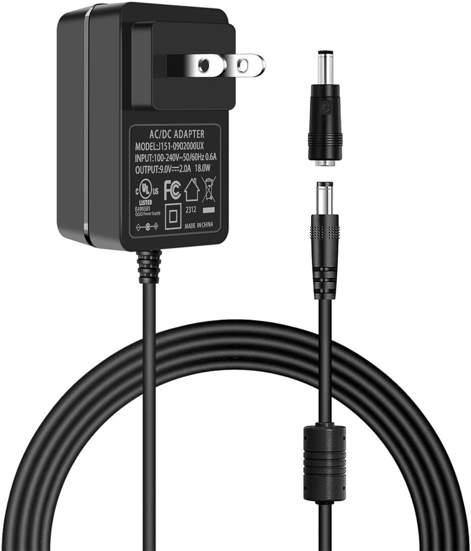 AC Adapter Power Supply 9V 2A, DC Plug 5.5 x 2.1mm & 2.5mm for LED Strip Light CCTV Camera Router Modem Toys DVD IR Illuminator ADSL Cats DVR LED Lights Tablets Speakers Webcams Transformer