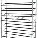 Amazon Basics 50-Pair Shoe Rack Organizer, Portable Rolling with Locking Wheels, Free Standing, 35.8 x 14.6 x 59.5 inches, Chrome