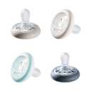 Tommee Tippee Breast-Like Pacifier, 0-6 Months, Symmetrical Design, Natural Breast-Like Baglet, BPA-Free Binkies, Pastel/Blue/Black, Pack of 4 (0-6 Month (Pack of 4))
