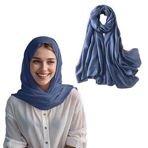 MOODKEY Women's Fashion Scarves, 180x95CM Long Lightweight Scarfs for Women Versatile Usage & Easy Washing, (Navy Blue)