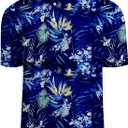 Golf Shirts for Men Printed Performance Moisture Wicking Short Sleeve Dry Fit Polo Shirts (Medium, Dark Tropic)