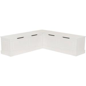 Linon Harris White Solid Pine Backless Nook with Interior Storage
