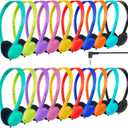 30 Pack Class Set Headphones for Students School Classroom Headphones Bulk Over The Ear Adjustable with 3.5 mm Jack for Library, Online Lesson and Testing Office,Gifts (10 Mixed Colors)