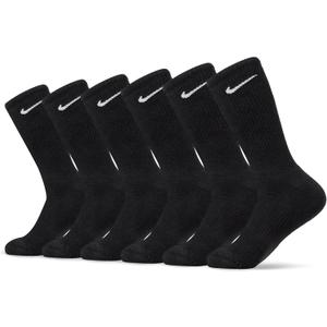 Nike Unisex Adult Everyday Cushioned Training Crew Socks (6 Pairs) (Black/White)