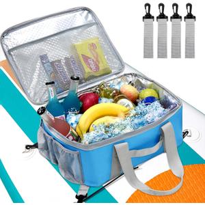 Paddle Board Cooler Bag, Waterproof Portable Deck Bag with Top Mesh Pocket,Kayak Cooler Bag with Side Pouches for Water Bottles,Inflatable Paddle Board Accessories Coolers for Sup, Kayak (Blue)