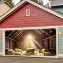 Christmas Nativity Garage Door Cover, 6 x 13 FT Christmas Manger Backdrop Banner The Birth of Christ Hanging Backdrop Decoration for Xmas Holy Night Scene Religious Outdoor Church Party Supllies