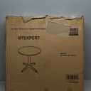 White Dining Table Round Small Office Table Conference Table Coffee Meeting Table w/Stainless Steel X-Shaped Pedestal for Office Boardroom Kitchen Living Room 31.5 inch