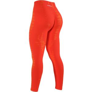 AUROLA Serpent Snake Seamless Scrunch Workout Leggings for Women,Girls Squat Proof Ribbed Thick Active Gym Pants (Large, Halloween Orange)