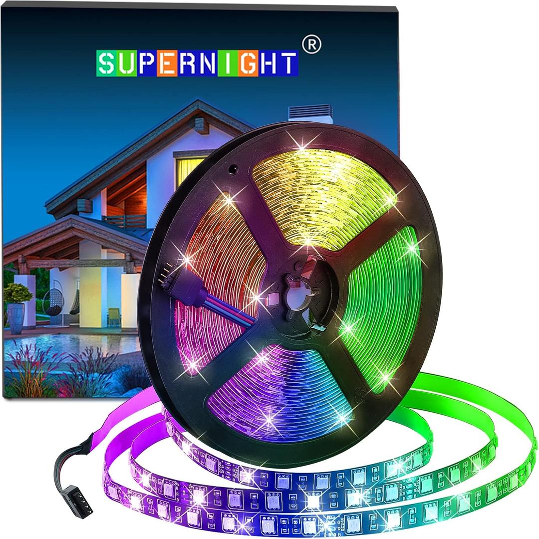 SUPERNIGHT 5050 RGB LED Strip Lights-32.8ft 600 LEDs, DC 24V Color Changing LED Lights Black PCB for Valentine Decor, Wedding Sparklers, Christmas Lights, Indoor Decoration (Only Light Strip) (RGB (Red, Green, Blue)