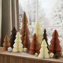 Amyhill 10 Pcs Large Neutral Honeycomb Christmas Tree 20/16/12/10/8 Inch 3D Paper Trees Centerpiece Modern Christmas Home Mantel Decor Minimalist Holiday Party Decorations Xmas Gift