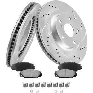 MOTOREVO Front Geomet Brake Rotors Kit for RAV4 [2006-2018, 296mm11.7in] [2006-2012 ONLY Third Row Seating, NOT 2 Row] [2013-2018 Except LE] Replacement Brake Discs and Ceramic Brake Pads
