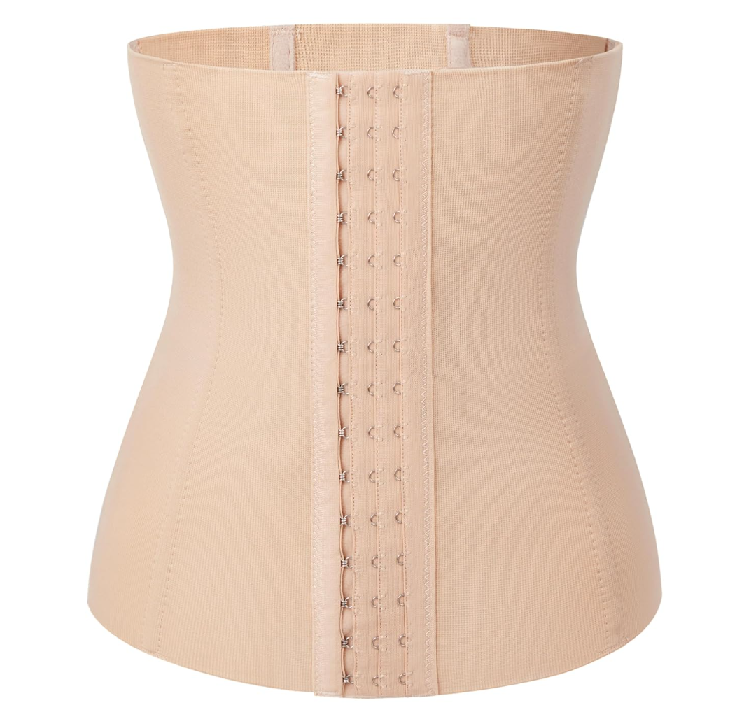 Werena Waist Trainer for Women Corset Shapewear Tummy Control Slimming Body Shaper Girdle Waist Cincher Postpartum Belly Band M Beige