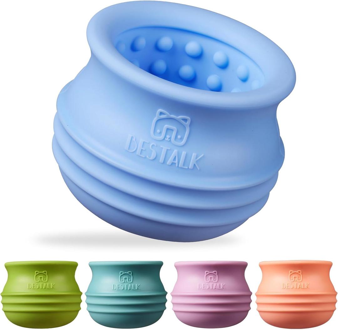 Dog Enrichment Treat Toy, Long-Lasting Wobbly Interactive Freeze Lick Toys for Dogs, Stuffable Puzzle Feeder Toy for Boredom, Silicone Treat Dispensing Chew Toy (Baby Blue,M)