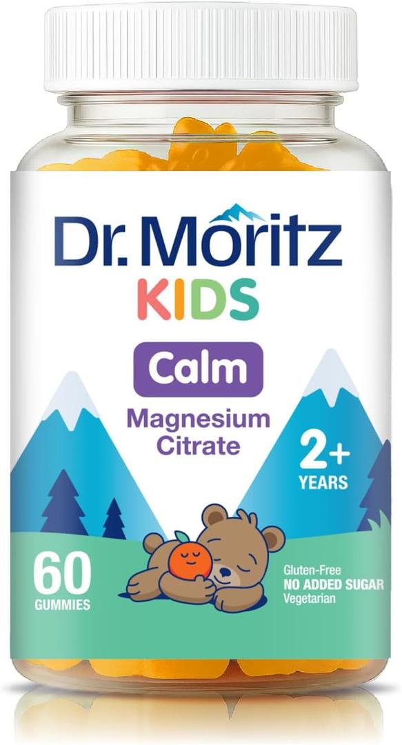 2 x Dr. Moritz Calming and Relaxing Kids Magnesium Gummies, Non-GMO and Low Sugar Magnesium Kids Chewy Supplements, Sleep Gummies Kids, Orange Flavor