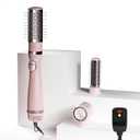 Blow Dryer Brush, 3-in-1 Rotating Hair Dryer Brush with 3 Heads for Drying Styling Volumizing Curling Sleeking in One Step for Long Hair, 3 Temperatures, Negative Ionen, Ceramic Coating, Pink