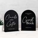 Set of 2 Black Acrylic Wedding Signs for Reception, 5"x7" Black Arched Acrylic Table Sign and Base | Cards and Gifts | Guest Book | Modern Font TableTop Reception Sign for Wedding & Party Event