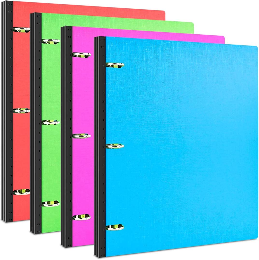INFUN 1 INCH Telescoping 3 Ring Binder - 4PCS, Portable Plastic Binder with Telescoping Spine 3 Ring Binders with Foldable Front Cover Holds 8.5" x 11" Paper for School,Office and Homes (Red+pink+ Blue+green)