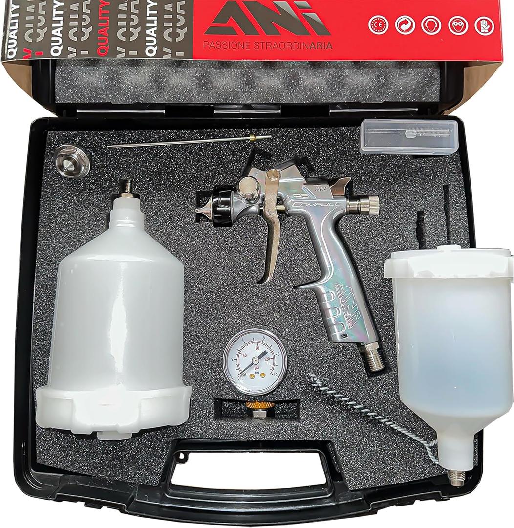 ANi Compact Spray Kit, Re-Spray with a Small Compressor 1.8mm & 1.3mm Primer & Finish, Touch Up & Respray Mega Kit.