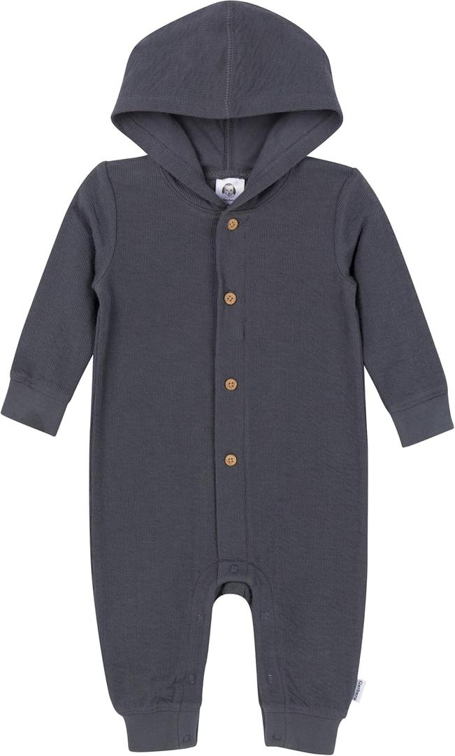 Gerber baby-girls Baby Boys' Hooded Romper (Newborn, Charcoal)