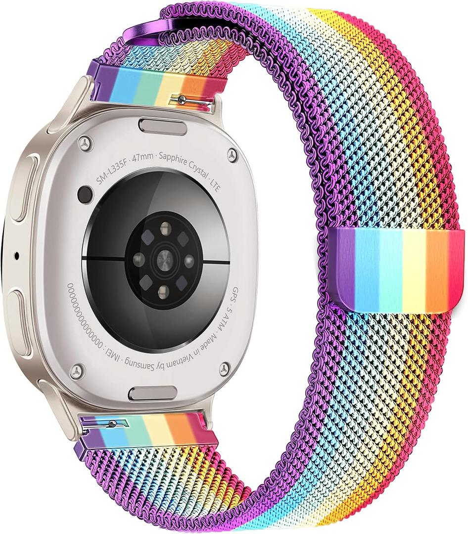 Metal Bands Compatible for Galaxy Watch 8 Band 40mm 44mm/Galaxy Watch 8 Classic Band 46mm,Magnetic Mesh Stainless Steel Wristband Loop Strap for Watch 8/8 Classic (2025) Women Men