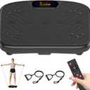 Vibration Plate Exercise Machine, Vibrating Plate Platform for Lymphatic Drainage with 200 Adjustable Speeds, Power Vibration Plate for Weight Loss & Fitness, Supports Max Weight 450 Lbs (Jet Black) Missing a strap.