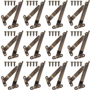 Small Hinges for Wooden Box, Locking Hinges with Screws for Cabinet Chest Cupboard 4.48 x 1.22 inches