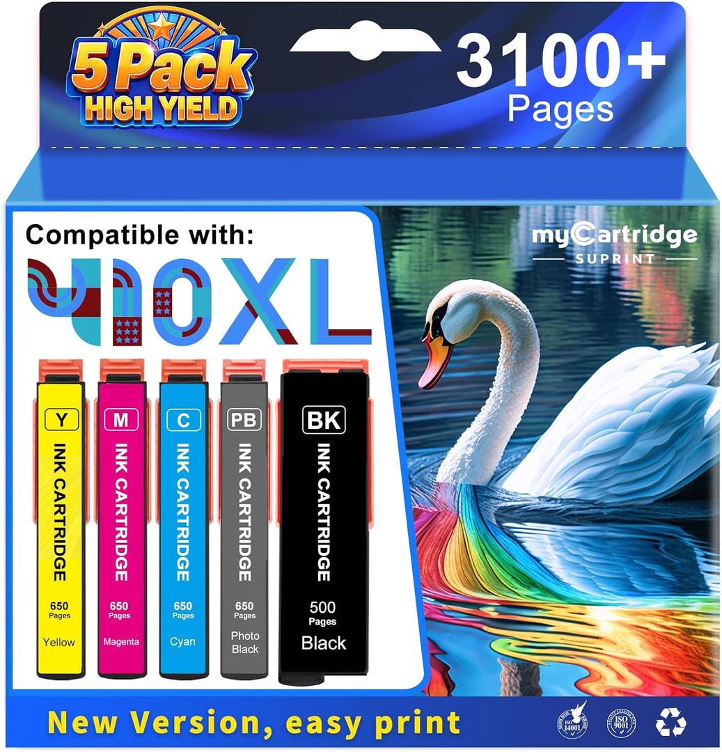 myCartridge SUPRINT Remanufactured Ink Cartridge Replacement for Epson 410 410XL Ink Cartridges 5 Pack 410 XL Work for Epson Expression XP-7100 XP-640 XP-830 XP-530 XP-630 XP-635 Printer, High Yield