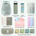 Cunno 28 Pcs Backpack Set Pencil Case Notebook Pen Insulated Cup File Folder Sticky Note Memo Pad Essentials Stationery Kit(Green)