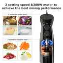 Bonsenkitchen Hand Blender, Immersion Blender with 2 Mixing Speed, Electric Handheld Mixer Portable Stick Mixer with Stainless Steel Blades for Soup, Smoothie, Puree, Baby Food