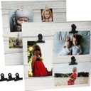 Collage Picture Board Set. DIY Photo Display with Clips. Rustic White Wood Picture Holder (4x6), 1 Pack 