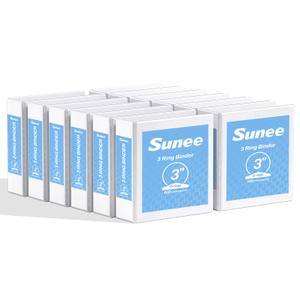 SUNEE 3 Inch Binders 3 Ring 12 Pack, Large 3" Clear View Binders Bulk Three Ring PVC-Free (Fit 8.5x11 Inches) for School or Office Supplies, White