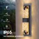 HITTO Dusk to Dawn Outdoor Lighting,18.5'' Porch Lights Outdoor IP65 Waterproof Exterior Lighting Fixtures 12W LED Ripple Crystal Modern Outdoor Light for House, Garage, Doorway, Patio,(Black&Gold)