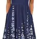 HOTOUCH Women's Summer A-Line Midi Dresses 2026 Casual Floral Short Sleeve T-Shirt Dress Flowy Beach Sundress with Pockets. L Size