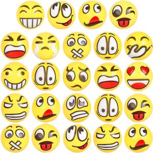 LovesTown 24 PCS Stress Balls, 2.5 Inches Squeeze Toys Funny Foam Face Squeeze Fidget Balls for Kids and Adult Stress Relief Gifts for Coworkers Classroom Prizes (Yellow)
