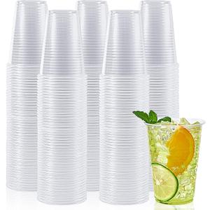 Lilymicky 500 Pack 9 oz Clear Plastic Cups, Disposable Drinking Cups, Plastic Party Cups for Birthday Parties, Picnics, Ceremonies, and Any Events