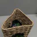 Reptile Hide Cave,Hollow Gecko Hide,Hanging Seagrass Fiber Bearded Dragon Hammock Swing Lizard Cage Climbing Toys with Suction Cups&Chains,Reptile Tank Decor with Simulation Plants-Triangle S (Triangle S:7.87*3.94*3.94", Brown)