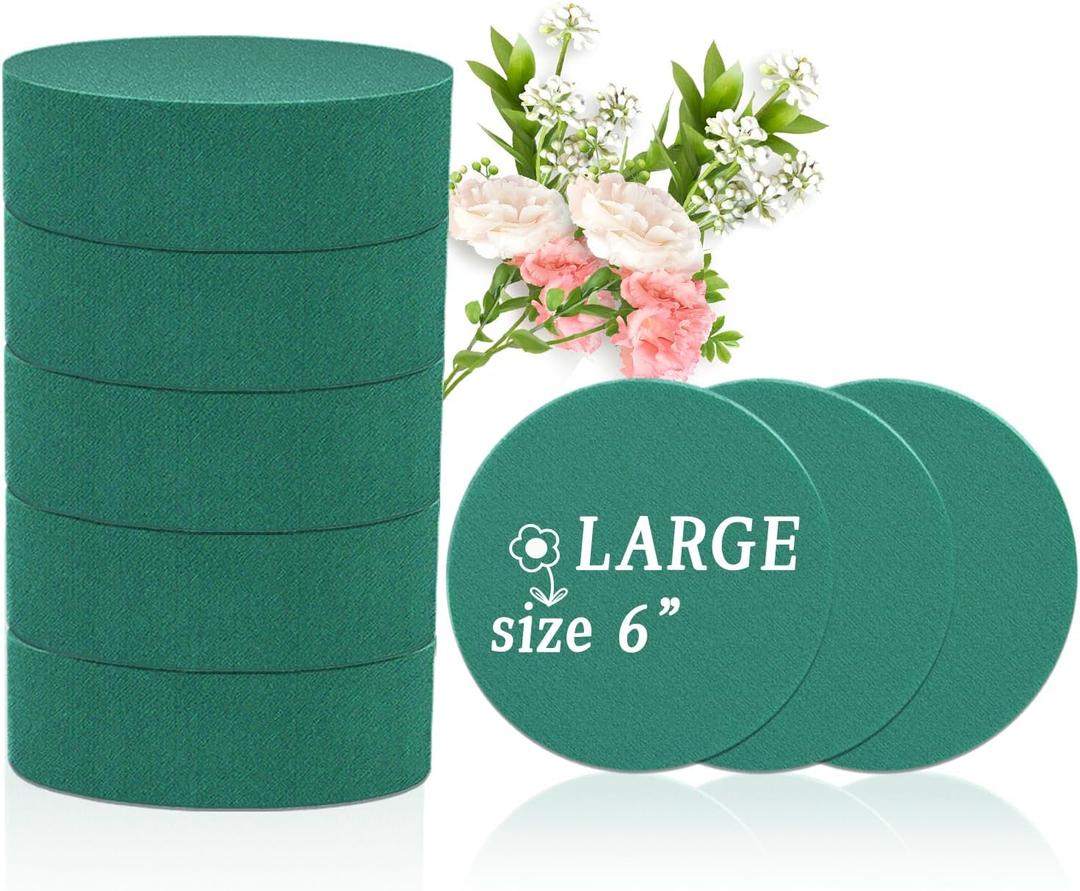 SupKing Large Round Floral Foams 6", 8 Pcs Sponge Foam Blocks Green Wet Dry Flower Foams Plant Foam for Florist Craft Artificial Flower Arrangements