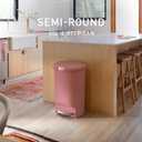 simplehuman Semi-Round Step Can, 50L / 13 Gallon Kitchen Trash Can, Studio Edition, Pet-Proof Slide Lock, 150,000-Step Pedal, Lid Shox Silent Close, Blush Plastic