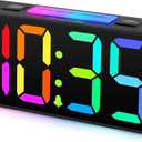 DreamSky Small Digital Alarm Clock with Night Light for Kids Bedroom | RGB Desk Clock with Large Numbers for Teens Boys, Brightness Dimmer, Adjustable Alarm Volume, USB Port, USB-C Adapter Powered