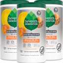 Seventh Generation Disinfecting Multi-Surface Wipes, Lemongrass Citrus, 70 Count, Pack of 3