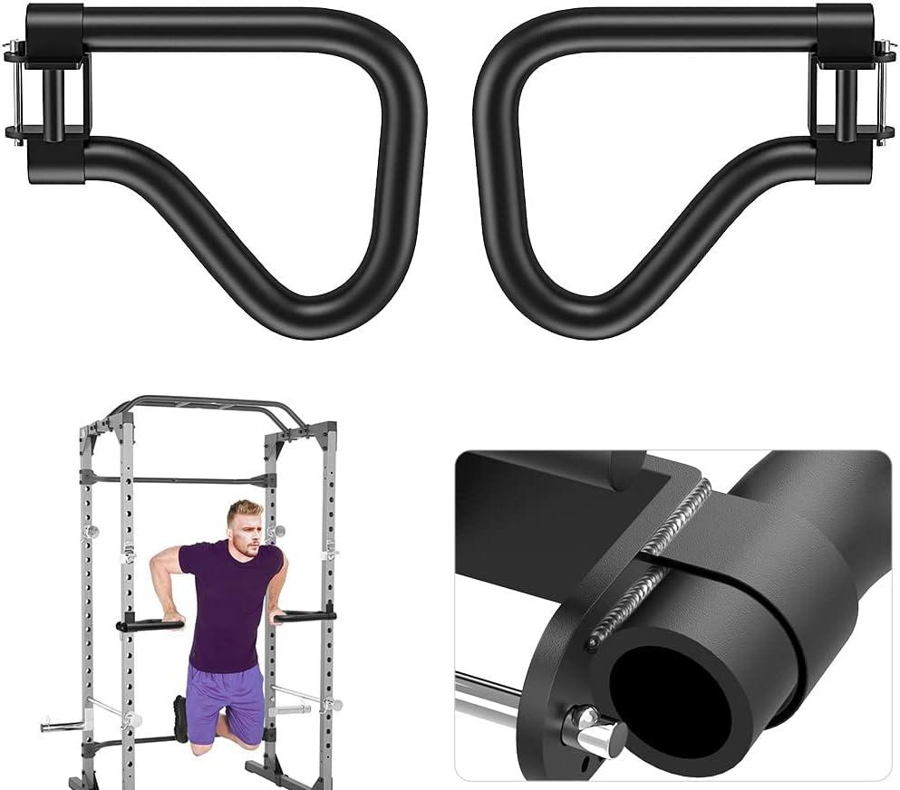 SELEWARE Solid Dip Bar Attachment for 2" x 2" or 3" x 3" with 1", 1/2" or 5/8" Hole Power Cage Squat Rack, Set of 2 Dip Bar Muti-Grip Handles for Strength Training, Double Welding Design