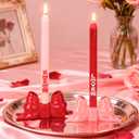DN DECONATION Flameless Taper Candles Set of 2, Red & Pink Valentine LED Candles - Battery Operated XOXO & Love Decor Candles for Romantic Home, Wedding, Gift for Her